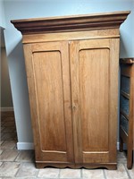 Antique Wood Armoire with Added Shelves