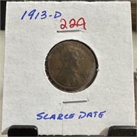 1913-D WHEAT PENNY CENT SCARCE DATE