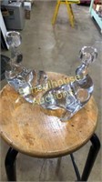 Pair of glass seal candle holders