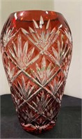 Exquisite ruby cut to clear vase. Measures 11 1/2