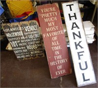 3 Large Wood Signs