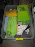 Basket of Cleaning Towels & Swifters