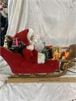 34" Animated Santa Sleigh with Reindeer