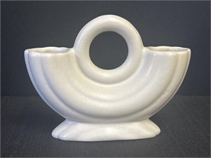 Cream Camark Ceramic handled half circle vase