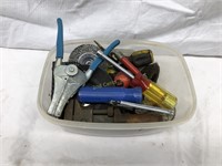 Large Tray Filled With Misc Tools And Supplies