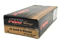 (50) Rounds 40 Smith & Wesson 165 Gr. FMJ-FP PMC