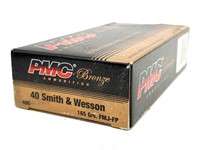 (50) Rounds 40 Smith & Wesson 165 Gr. FMJ-FP PMC