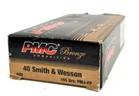 (50) Rounds 40 Smith & Wesson 165 Gr. FMJ-FP PMC