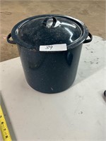 Blue enamel pot with lid