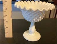 Fenton Hobnail Ruffled Pedestal Bowl