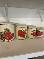 Vintage Fruit Tin Stackable Canisters (4)