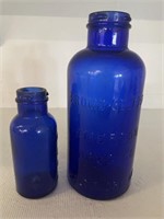 S/2 Cobalt Blue Bromo-Seltzer Bottles