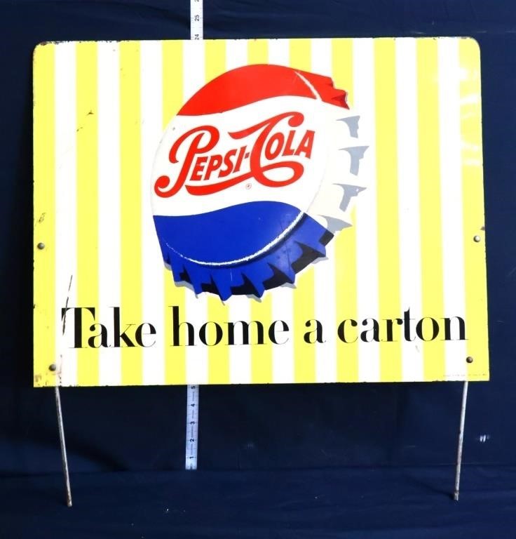 Vntg dbl sided 23.5x17.75 Pepsi rack sign