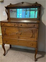 Antique  Circa 1920 Sideboard Buffet Oak Carved