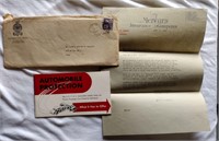 1949 Letter Envelope & Ad WWII Insurance for Car