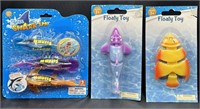 3pc Pool Toys Lot Floaty Toys & 3pk Dive Sharks
