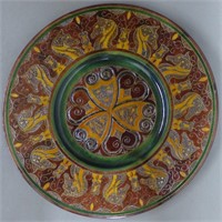 Hand Carved Wooden Polish Folk Art Plate