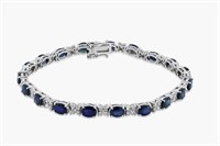 14K WHITE GOLD 8.8CT SAPPHIRE 1.37CT DIAMOND BRACE