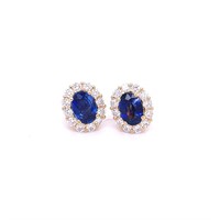 18K YELLOW GOLD 0.83CT DIAMOND 1.60CT SAPPHIRE EAR