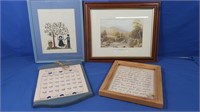 Needlepoint 8x10 in Frame, Country Calendar
