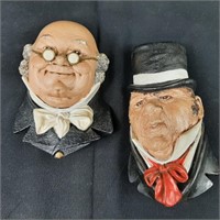 Two British Gentlemen Chalkware Heads