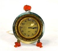 Gilt Metal Mounted Jadeite & Agate Table Clock