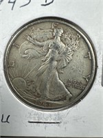 1943-D Silver Walking Liberty Half-Dollar AU