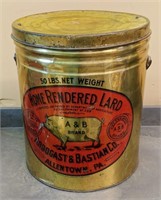 ANTIQUE 50LB A&B LARD TIN ALLENTOWN PA