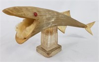 Carved Horn Fish Statue