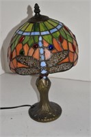 Dragonfly Stained Glass 14" Accent Lamp