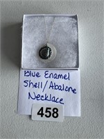 Blue Enamel Shell Necklace U238