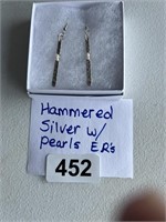 Hammered Silver w/Pearls Earrings U238