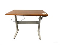 ADJUSTABLE HEIGHT TABLE 49X30MED WOOD TOP/SILVR