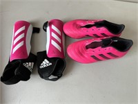 Size 12 Children's Soccer Cleats & Shin Guards