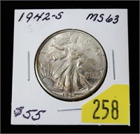 1942-S Walking Liberty half dollar, gem BU