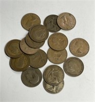 British One Penny Coins: 1900s - 1960s