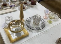 Group of Glassware, Covered Candy Dish, Etc.