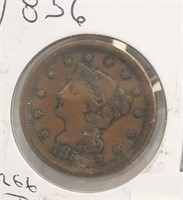 1856 Large 1 Cent Coin. Straight 5