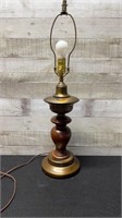 Vintage Wood & Metal Table Lamp No Shade 29" Tall