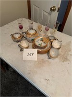 HAND PAINTED JAPAN DISHES & VENEZIA FLUTES