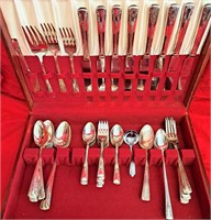 CAMELIA SILVERPLATE SILVERWARE FLATWARE BOX 52 PCS