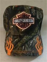 HARLEY DAVIDSON BALL CAP-CAMO W/FLAMES/ADJUSTABLE