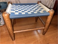Checkered Folk Art Footstool 11" Tall x 14" Wide