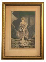 Framed LOUIS ICART Colored Etching "Manon"