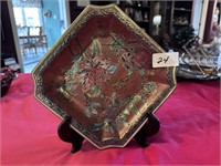 ORNATE FLORAL PLATE ON STAND