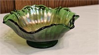 Vintage Green Iridescent Carnival Glass