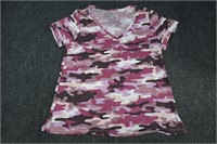 Eddie Bauer Pink Camo Pattern T-shirt Size Large