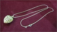 LADIES .925 STERLING FILIGREE HEART NECKLACE 20"