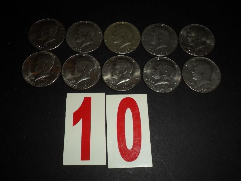 Lot of 10 - 1776-1976 D Kennedy Half Dollars