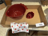 Strawberry Colander, Cutter, and Dish Towel